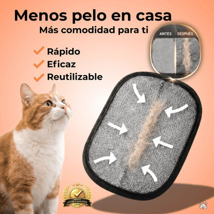 Manopla quitapelos para mascotas que ayuda a recoger pelo de gatos y mantener la casa limpia.